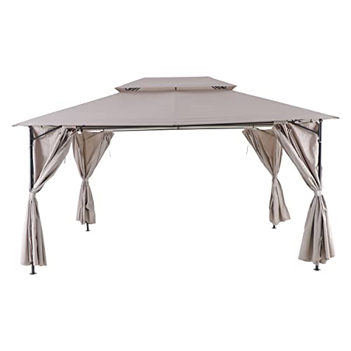 NATERIAL - Garten Pavillon OXIS - 3x4 m - 12m² - Wasserabweisend Festzelt - Stahl - Dunkelgrau und Taupe von NATERIAL