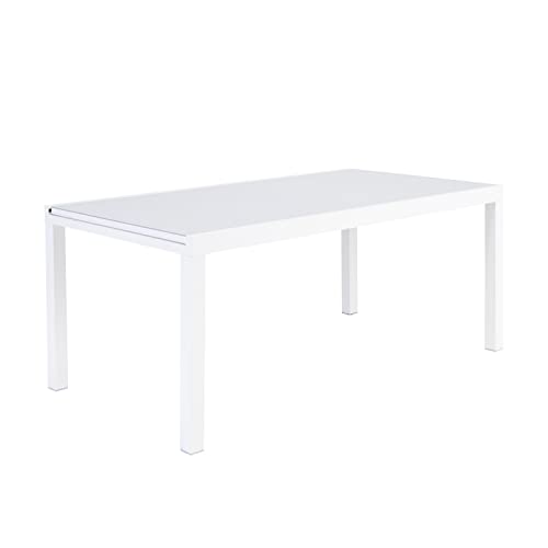 NATERIAL - Gartentisch ausziehbar LYRA - Ausziehtisch für 8 bis 10 Personen - 180/260x100cm - Esstisch - Aluminium - mit Glasplatte - Weiß von NATERIAL