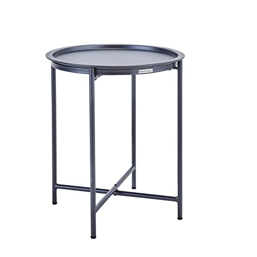 NATERIAL - Outdoor Beistelltisch MOBIS - Gartentisch - Abnehmbare Tischplatte - Ø45 cm - Couchtisch - Stahl - Anthrazit von NATERIAL