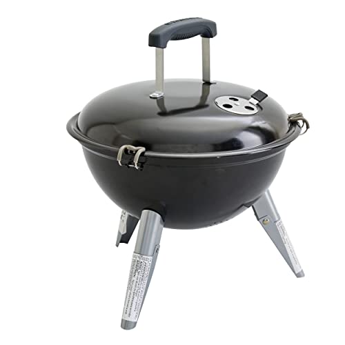 NATERIAL - Transportabler Holzkohlegrill POENIX ALPHA II NOMAD - 4 Personen - Ø37 cm - H. 43,5 cm - Emaillierter Stahl - Schwarz - Picknickgrill - Camping Grill von NATERIAL