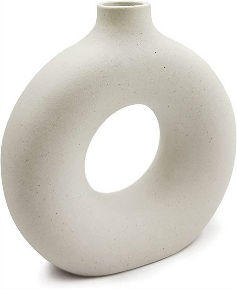 NATICY Dekovase Keramik vase beige deko Vase Abstraktion Blumenvase Dekoration von NATICY