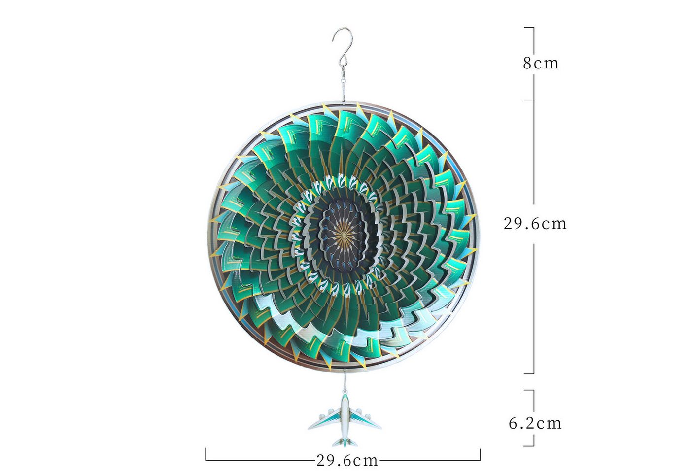 NATICY Wanddekoobjekt Buntes 3D-Windspinner-Flugzeug-Windspiel Aus Edelstahl Für Den Garten von NATICY