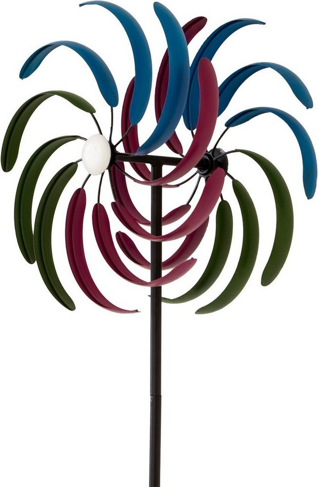 NATIV Garten Windspiel Windrad aus Metall, bunt, 155 cm hoch (1 Stück), verschiedene Höhen einstellbar von NATIV Garten