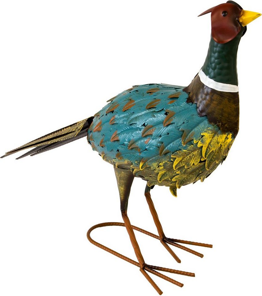 Lemodo Gartenfigur Metallfigur Fasan, 42 cm hoch, (1 Stück), handgefertigt von Lemodo