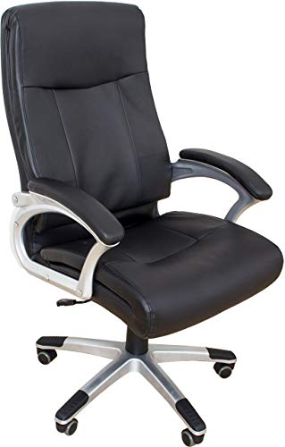Bürostuhl schwarz, Schreibtischstuhl mit Armlehnen und hoher Lehne, bequemer Stuhl für Homeoffice und Büro, von NATIV