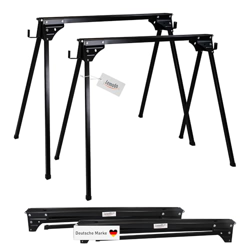 Lemodo Arbeitsbock 2er Set klappbar – Klappbock Stahl mit 400 kg Tragkraft pro Bock, Unterstellbock belastbar, Stabiler Montagebock, Sägebock kompakt mit klappbaren Stützarmen Lemodo Arbeitsbock 2er Set klappbar – Klappbock Stahl mit 400 kg Tragkraft pro Bock, Unterstellbock belastbar, Stabiler Montagebock, Sägebock kompakt mit klappbaren Stützarmen von NATIV