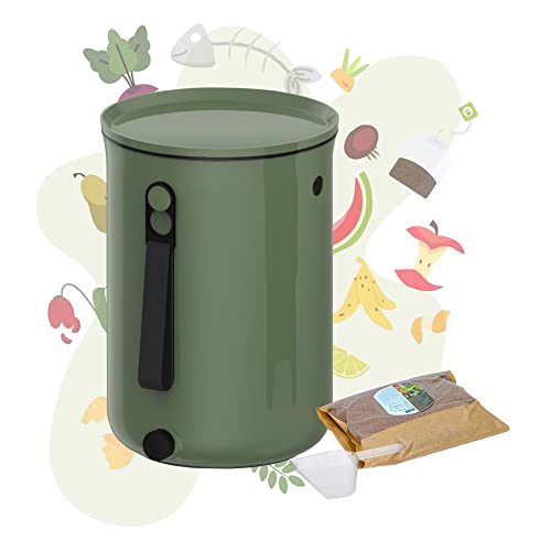 NATIV Bokashi Eimer Starter Set | Bokashi Eimer (9,6 Liter) mit Bokashi Ferment | Designer Küchenkomposter für die Herstellung von Bokashi Kompost | Bokashi-Eimer aus recyceltem Plastik von NATIV