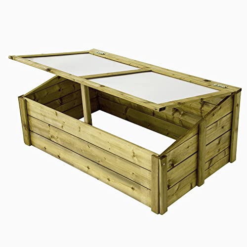 NATIV Frühbeet 100x60 cm | Frühbeetkasten mit Polycarbonatplatten | Frühbeet Aufsatz auch für Hochbeete geeignet | Mini Gewächshaus | teilweise vormontiertes Kräuterbeet (grün) von NATIV