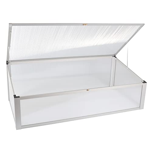 NATIV Frühbeet aus Aluminium | Frühbeetkasten 56,5 x 110 cm | Frühbeet Aufsatz für Hochbeet | Mini Gewächshaus | Hochbeet Abdeckung mit 2-Fach arretierbarem Dach von NATIV