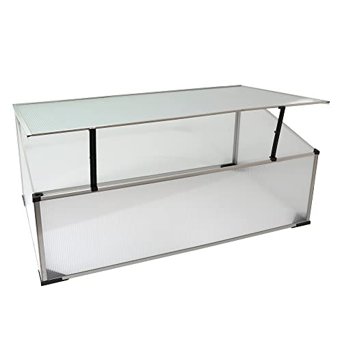 NATIV Frühbeet aus Aluminium | Hochbeet Abdeckung mit arretierbarem Dach | Frühbeetkasten mit Polycarbonatplatten | Frühbeetaufsatz für Hochbeet 100 x 60 cm | Mini Gewächshaus von NATIV