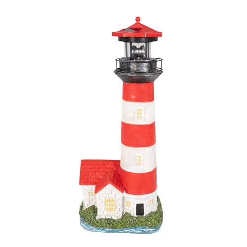 NATIV LEMODO Gartendeko Leuchtturm mit rotierendem Leuchtfeuer | Handbemalte Gartenfigur mit Solarleuchte | Maritime Außendeko mit LED Beleuchtung | 39 cm hohe Gartenstatue NATIV LEMODO Gartendeko Leuchtturm mit rotierendem Leuchtfeuer | Handbemalte Gartenfigur mit Solarleuchte | Maritime Außendeko mit LED Beleuchtung | 39 cm hohe Gartenstatue von NATIV