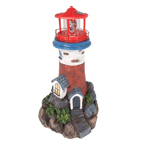 NATIV LEMODO Gartendeko Leuchtturm mit rotierendem Leuchtfeuer | Maritime Außendeko mit LED Beleuchtung | 43 cm hohe Gartenstatue | Handbemalte Gartenfigur mit Solarleuchte NATIV LEMODO Gartendeko Leuchtturm mit rotierendem Leuchtfeuer | Maritime Außendeko mit LED Beleuchtung | 43 cm hohe Gartenstatue | Handbemalte Gartenfigur mit Solarleuchte von NATIV