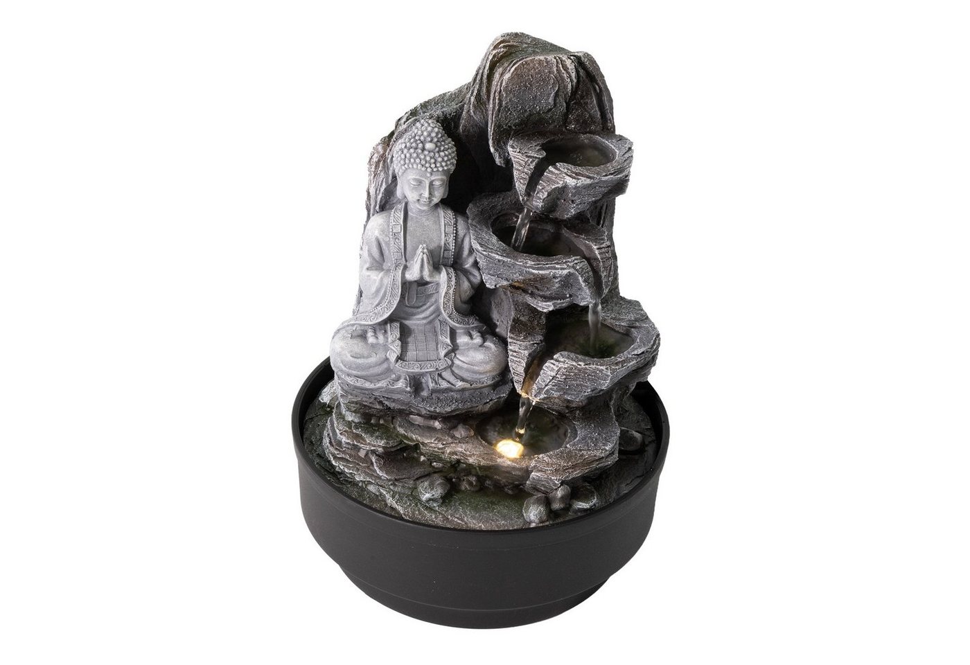 NATIV Zimmerbrunnen Tischbrunnen Buddha mit Beleuchtung, mit LED-Beleuchtung von NATIV