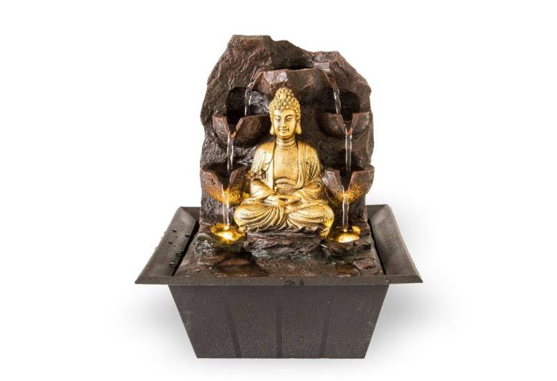 Lemodo Zimmerbrunnen Tischbrunnen Buddha mit Beleuchtung, mit LED-Beleuchtung von Lemodo