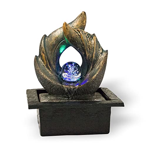 Zimmerbrunnen Elements mit LED-Beleuchtung | Tischbrunnen mit Wasserfall | dekorativer Zierbrunnen mit Feng Shui Elementen | Design Springbrunnen für Zuhause von NATIV