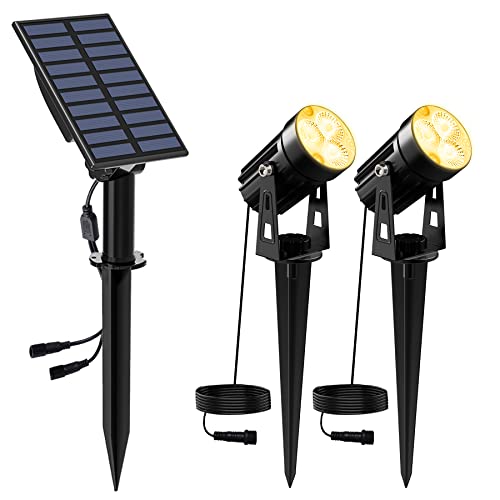 NATPOW Gartenstrahler Solar, Solar Gartenleuchte LED Solarstrahler Solarlampen für garten Außen, IP65 Wasserdicht, 2 Helligkeitsstufe Dusk to Dawn Gartenbeleuchtung für Bäume, Hof, Gartenweg(3000K) von NATPOW