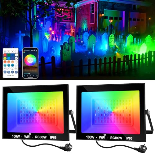 NATPOW 100W RGB Strahler Außen, Smart RGB Strahler mit Fernbedienung&Bluetooth App, LED Fluter Flutlichtstrahler Farbwechsel Scheinwerfer, IP66 Wasserdicht Flutlicht für Gärten, Innenhöfe(2 Stk) NATPOW 100W RGB Strahler Außen, Smart RGB Strahler mit Fernbedienung&Bluetooth App, LED Fluter Flutlichtstrahler Farbwechsel Scheinwerfer, IP66 Wasserdicht Flutlicht für Gärten, Innenhöfe(2 Stk) von NATPOW