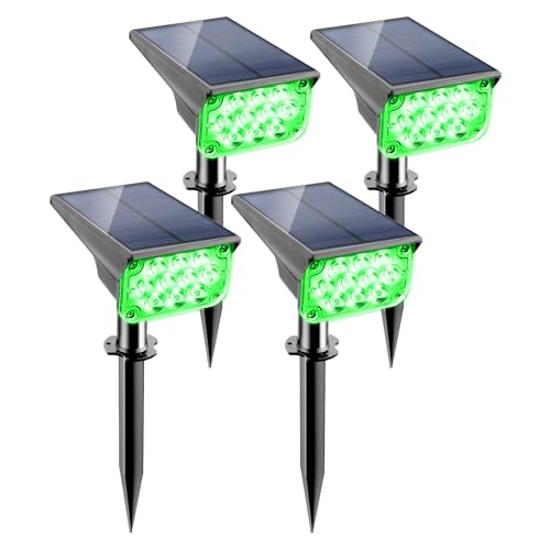 NATPOW Solar Strahler Außen, Lampen Garten Grün mit 20 LEDs, 2 Helligkeit Einstellbar Solarstrahler Garten, IP65 Wasserdichte Gartenstrahler Solar für Terrasse, Weg, Hof, Garten, 4 Stück von NATPOW