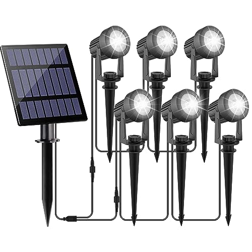 NATPOW Gartenstrahler Solar, Solar Gartenleuchte LED Solarstrahler Solarlampen für garten Außen, IP65 Wasserdicht, 2 Helligkeitsstufe, 6000K Dusk to Dawn Gartenbeleuchtung für Bäume,Gartenweg(6 in 1) von NATPOW