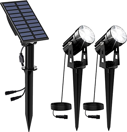 NATPOW Gartenstrahler Solar, Solar Gartenleuchte LED Solarstrahler Solarlampen für garten Außen, IP65 Wasserdicht, 2 Helligkeitsstufe Dusk to Dawn Gartenbeleuchtung für Bäume, Hof, Gartenweg(6000K) von NATPOW