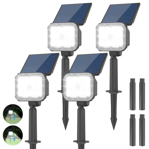 NATPOW Gartenstrahler Solar, Solarleuchte Garten Solarlampe Solarstrahler Außen,IP65 wasserdichte, 6000K Gartenbeleuchtung solar Außenwandleuchte für Patio Pathway Yard Garden(2 Stück) von NATPOW