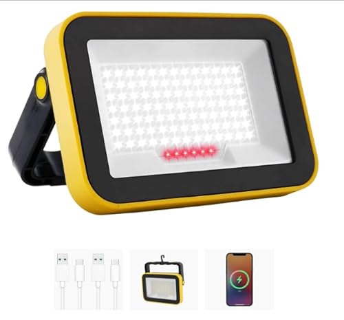 NATPOW LED Strahler Akku, LED Baustrahler Akku Tragbar SMD LED Strahler Arbeitsstrahler Werkstattlampe 180° Drehung Campinglampe für Baustelle Garage Werkstatt(1 Stück) von NATPOW