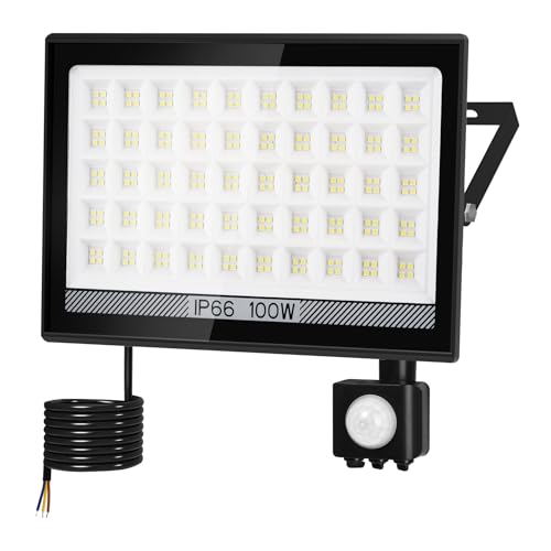 NATPOW Led Strahler mit Bewegungsmelder außen, 100W LED Strahler Fluter mit IP66 Wasserdicht 6000K Superhell Scheinwerfer Außenstrahler für Garten Garage Sportplatz Hinterhof von NATPOW