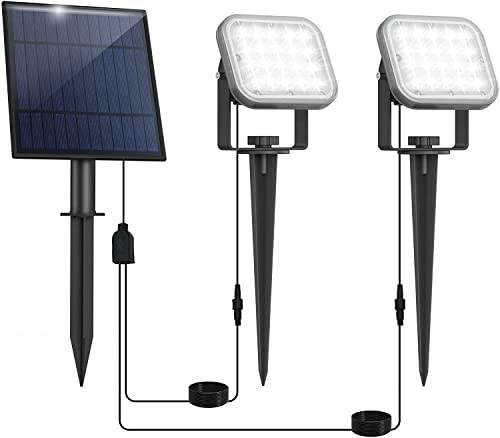 NATPOW Solar Gartenstrahler für Außen, 2-in-1 Solarleuchte Garten, IP65 Wasserdichte, Auto-ON/OFF Außenwandleuchten Landschaftsstrahler Gartenbeleuchtung für Bäume, Hof, Gartenweg (6000K) von NATPOW