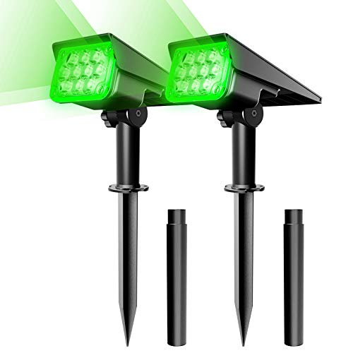 PHADAP LED-Solar-Landschaftsstrahler solar garden light, für den Außenbereich, IP65 wasserdicht solarbetriebene Wandleuchten für Hof, Terrasse, Veranda, Pool, Grün, 2 Stück von NATPOW