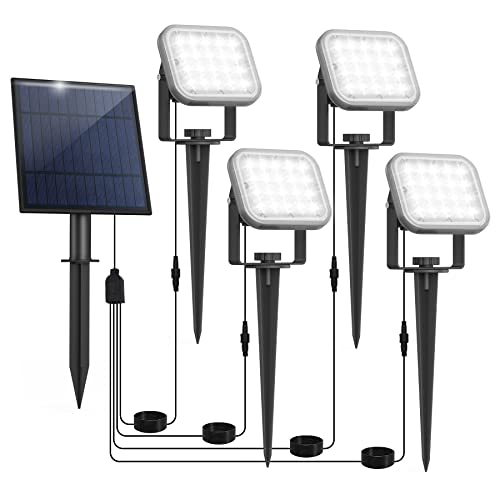 Solar Gartenstrahler für Außen, NATPOW 4-in-1 Solarleuchte Garten, IP65 Wasserdichte, Auto-ON/OFF Außenwandleuchten Landschaftsstrahler Gartenbeleuchtung für Wege, Garten, Hof, Einfahrt, Veranda 6000K von NATPOW