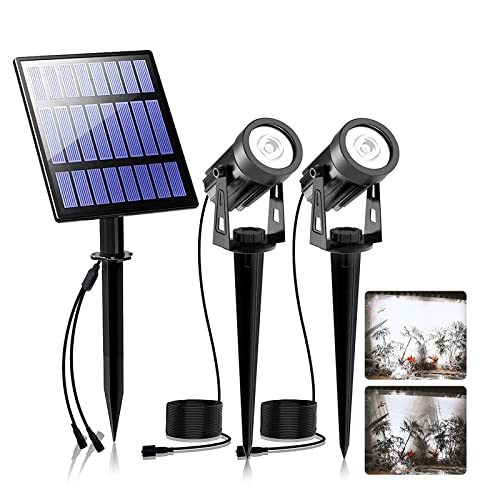 T-SUNUS Solarstrahler für Außen Garten, Gartenstrahler Solar Außen Solarlampe für Außen Auto ON/OFF IP65 Wasserdicht für Baum Terrasse Hof Kaltweiß 2 Stück von T-SUNUS