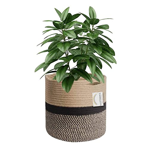 NATTHSWE Pflanzenkorb mit Liner, Geflochtene Blumentopf Übertopf Korb für 28cm Innenbereich Pflanzgefäße Baumwollseil Jute Pflanzenkorb Topf Dekoration faltbar Wäschekorb Haushalt Lagerung Korb NATTHSWE Pflanzenkorb mit Liner, Geflochtene Blumentopf Übertopf Korb für 28cm Innenbereich Pflanzgefäße Baumwollseil Jute Pflanzenkorb Topf Dekoration faltbar Wäschekorb Haushalt Lagerung Korb von NATTHSWE