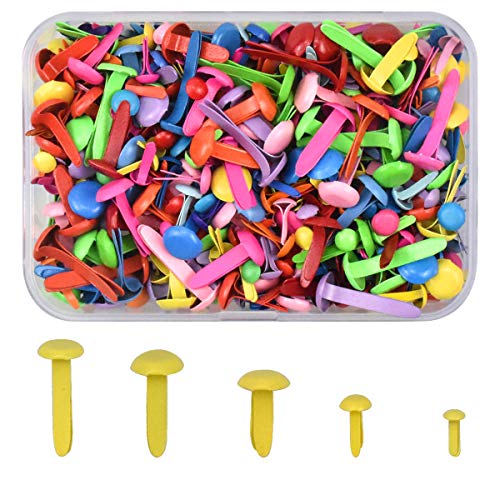 NATUCE 400 Stück Bunt Mini Brads Metall Rundkopfklammern Musterklammern Papierverschlüsse zum Kartenherstellung Scrapbooking DIY Handmade Crafts, Musterbeutelklammern Rundkopf für Handwerk von NATUCE