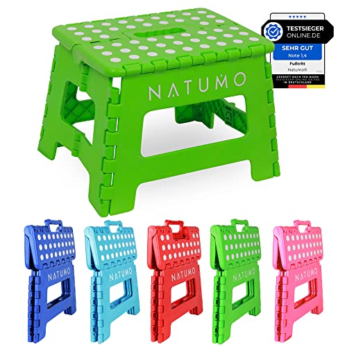 NATUMO® Tritthocker Kinder, Klapphocker faltbar, Leichter und Rutschfester Kinder Hocker Bad & Toilette, Klapptritt für Badezimmer, Küche und Garten, 22cm (Grün) von NATUMO