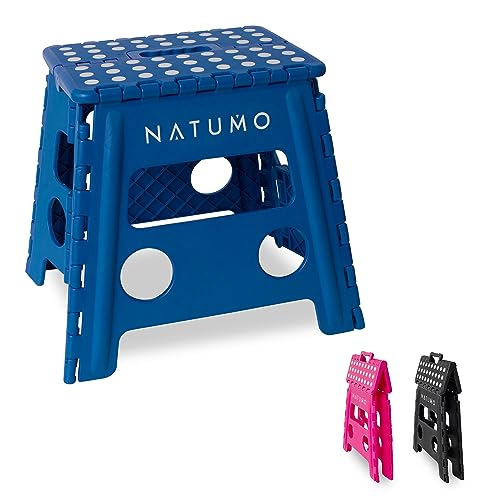 NATUMO® XL Tritthocker Kinder + Erwachsene, Klapphocker faltbar, Leichter und Rutschfester Klapptritt, Falthocker für Camping, Badezimmer, Küche und Garten, 33cm (Royalblau) von NATUMO