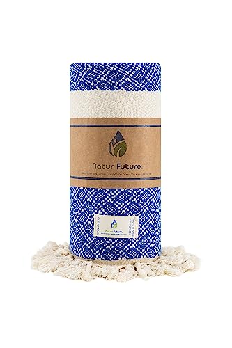 NATUR FUTURE® Strandtuch Baumwolle Groß XXL Badetuch Handtuch Duschtuch Badehandtuch Hamamtuch Stranthandtuch Sporttuch Sarong Pareo Yoga Fouta Decke Saunatuch Spa (Emerald Blau) von NATUR FUTURE