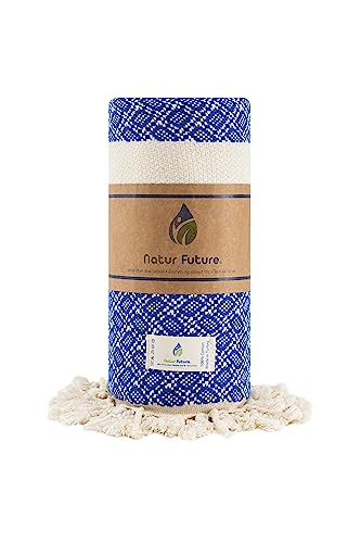 NATUR FUTURE Strandtuch Baumwolle Groß XXL Badetuch Handtuch Duschtuch Badehandtuch Hamamtuch Stranthandtuch Sporttuch Sarong Pareo Yoga Fouta Decke Saunatuch Spa (Blau, Emerald 100 x 190 cm) von NATUR FUTURE