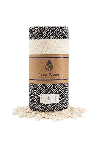 NATUR FUTURE Strandtuch Baumwolle Groß XXL Badetuch Handtuch Duschtuch Badehandtuch Hamamtuch Stranthandtuch Sporttuch Sarong Pareo Yoga Fouta Decke Saunatuch Spa (Anthrazit, Emerald 100 x 190 cm) von NATUR FUTURE
