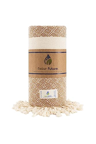 NATUR FUTURE® Strandtuch Baumwolle Groß XXL Badetuch Handtuch Duschtuch Badehandtuch Hamamtuch Stranthandtuch Sporttuch Sarong Pareo Yoga Fouta Decke Saunatuch Spa (Emerald Hellbraun) von NATUR FUTURE