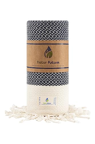 NATUR FUTURE Strandtuch Baumwolle Groß XXL Badetuch Handtuch Duschtuch Badehandtuch Hamamtuch Stranthandtuch Sporttuch Sarong Pareo Yoga Fouta Decke Saunatuch Spa (Anthrazit, Juwel 100 x 200 cm) von NATUR FUTURE