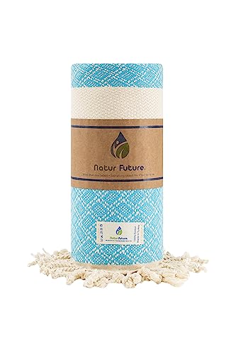 NATUR FUTURE® Strandtuch Baumwolle Groß XXL Badetuch Handtuch Duschtuch Badehandtuch Hamamtuch Stranthandtuch Sporttuch Sarong Pareo Yoga Fouta Decke Saunatuch Spa (Emerald Türkis) von NATUR FUTURE