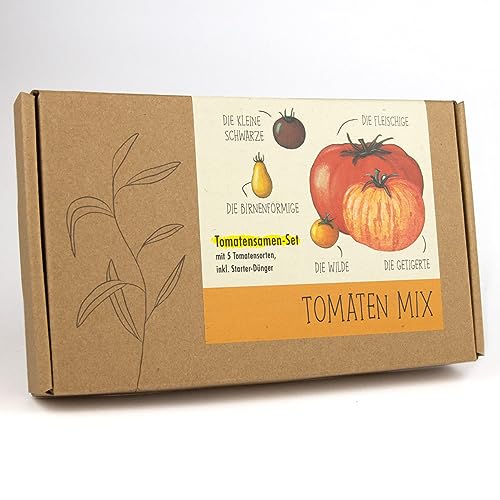 Tomatensamen-Geschenkset "TOMATENMIX" - 5 seltene Tomatensorten, biologischer Starterdünger von NATUR KRAFTWERK