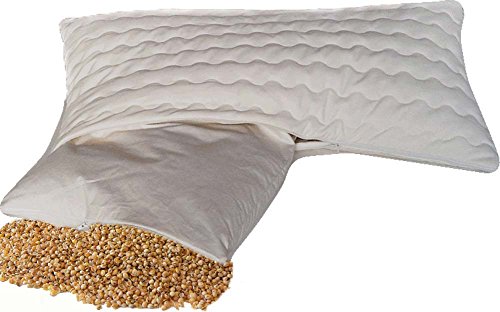 Natur Bio Hirsekissen Hirsekopfkissen Hirsespreukissen Komfort 40x60 cm mit abnehmbarem waschbarem Bezug aus 100% Baumwolle mit Reissverschluss - Hirseschalen Hirsespelz von Natur