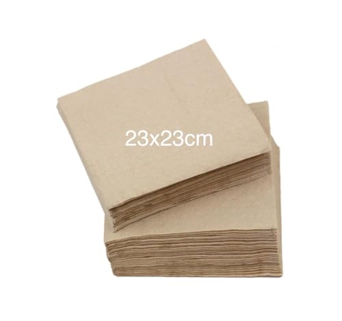 Natur2go - Servietten aus Einweg Bambus Papier-Servietten Braun 2-lagig 1/4-Faltung Nachhaltig (1000, 23x23 cm) von NATUR2GO
