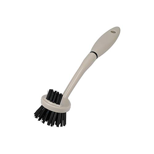 KitchenCraft Natural Elements Öko-Spülbürste, aus recyceltem Plastik, mit flexiblen Strohborsten, doppelseitiges, rundes Design, Grau, 29cm von NATURAL ELEMENTS