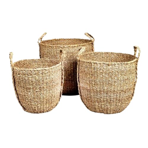 NATURAL LIVING " 3ER-SET KÖRBE AUS MEERESALGEN " RUND H30CM/H35CM/H40CM von NATURAL LIVING