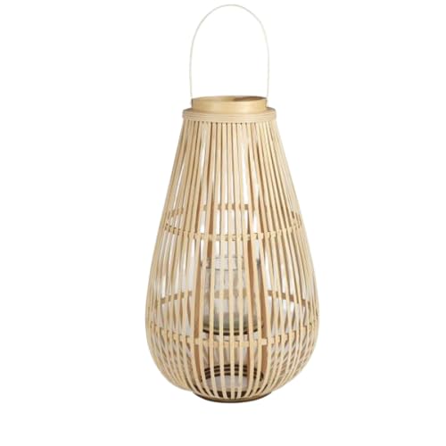 NATURAL LIVING Chloe Laterne aus Bambus mit Kerzenhalter aus Glas, Durchmesser 35 x 54 cm von NATURAL LIVING