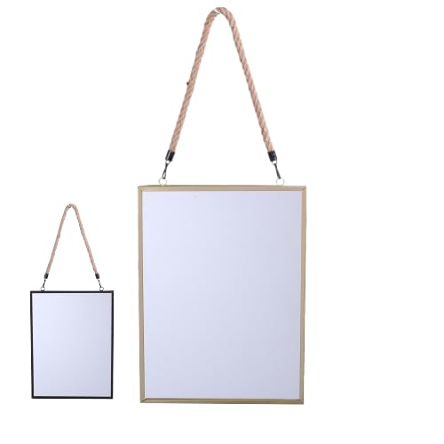 NATURAL LIVING Gold Home RECHTECKIGER METALLSPIEGEL MIT Seil 40X30CM 2 Farben SCHWARZ & Gold von NATURAL LIVING