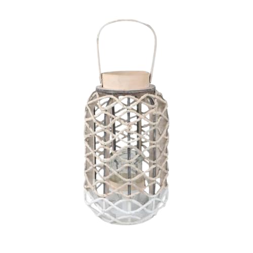 NATURAL LIVING Laterne Aria in Geflecht mit Kerzenhalter aus Glas, D22 x H51 cm von Urban Living