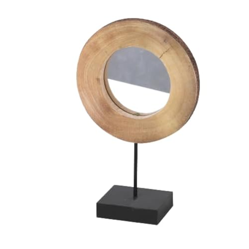 NATURAL LIVING Spiegel RUNDHOLZ MIT SCHWARZEM METALLFUSS KLEINES Modell von NATURAL LIVING